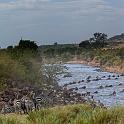 028 Kenia, Masai Mara, migratie gnoes en zebra's